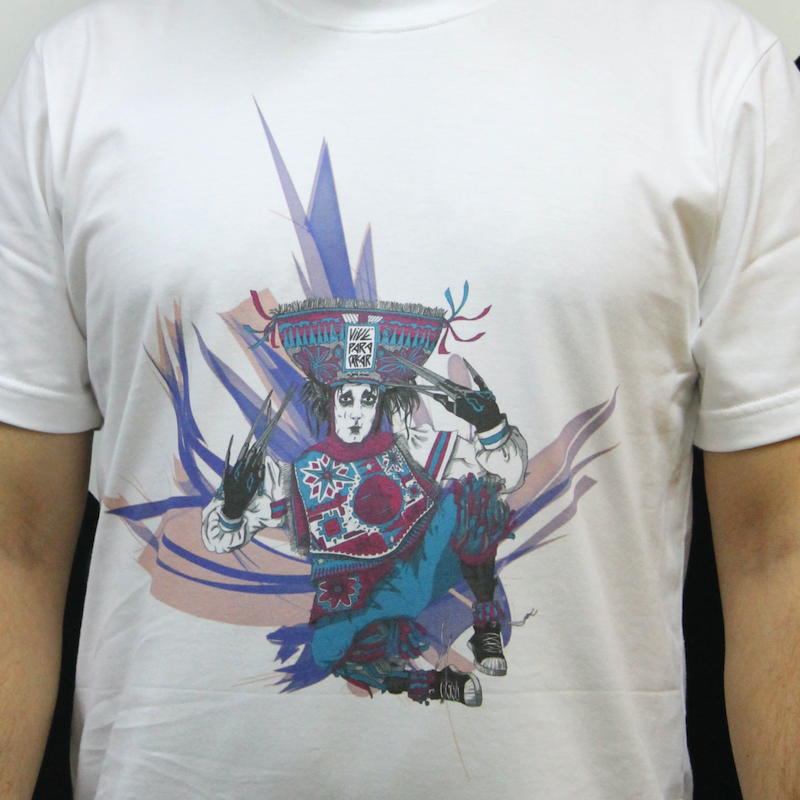 Printed t-shirt being worn